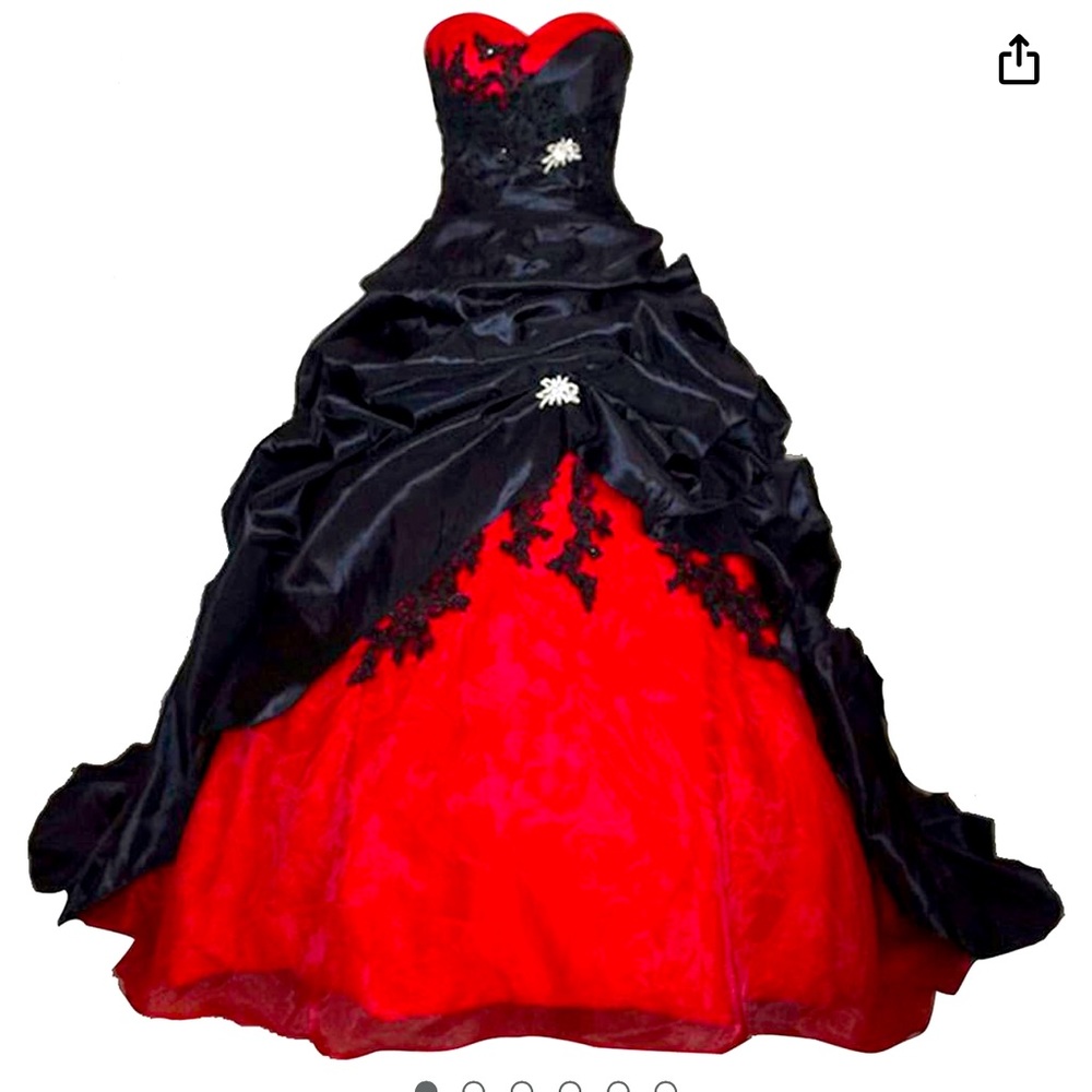 Babygirls Black Red and White Wedding Dress for Bride Sweetheart
